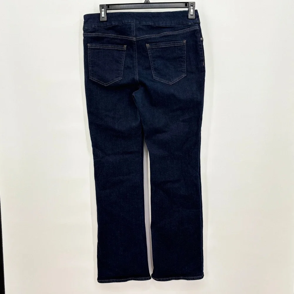 Chico's Pull On Slim Boot Jeans Womens 1R US‎ 8R Dark Indigo Blue Stretch Denim